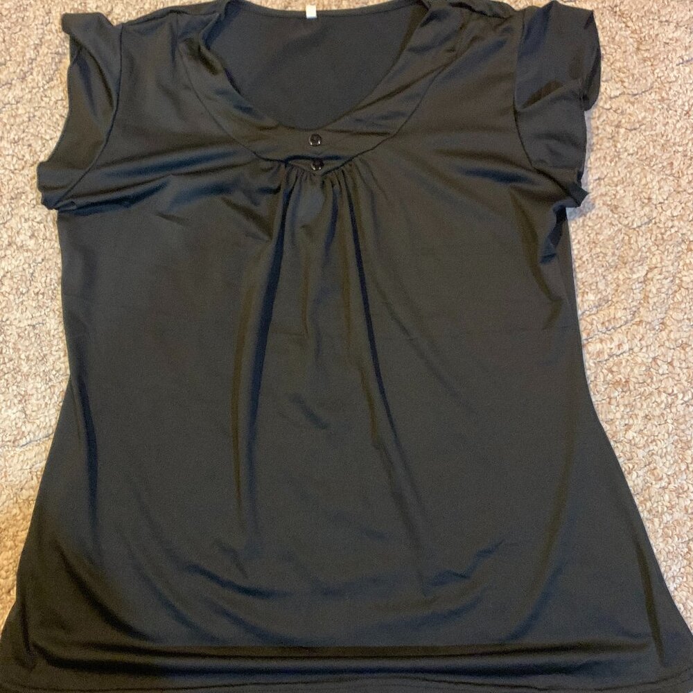 Short Sleeve Black Dress Top - XXL